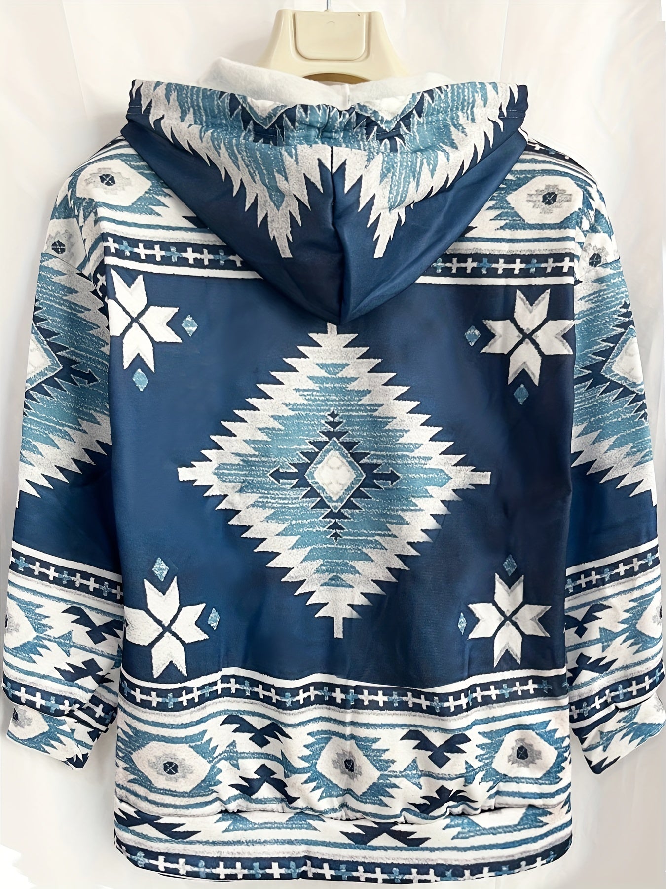 Geo Print Kangaroo Pocket Hoodie Drawstring Hoodies