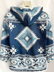 Geo Print Kangaroo Pocket Hoodie Drawstring Hoodies