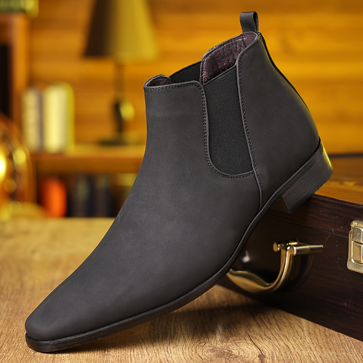 PLUS SIZE Men's Solid Ankle Chelsea Boots Slip On Shoes