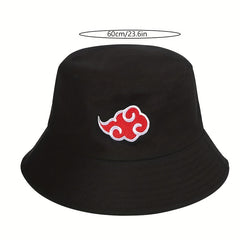 Red Cloud Embroidery Bucket Hat Anime Basin Hat Lightweight Casual Fisherman Cap