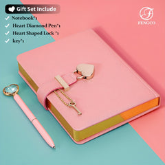 Heart Lock Journal & Pink Drill Pen Set