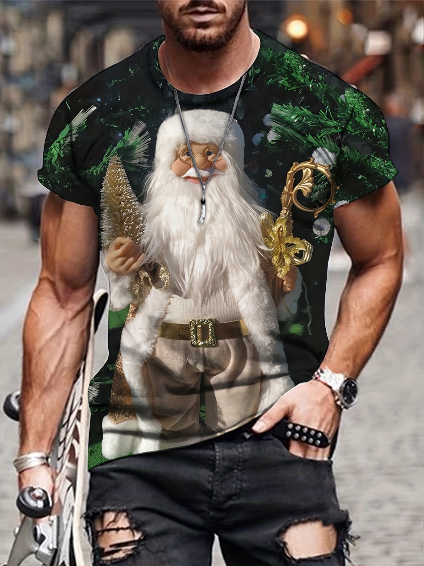 Christmas Santa Claus 3d Print Men's Graphic T shirt