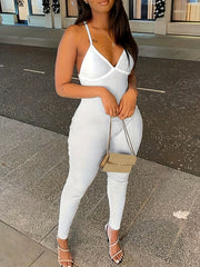 Sleeveless Spaghetti Jumpsuit Bodycon Long Length