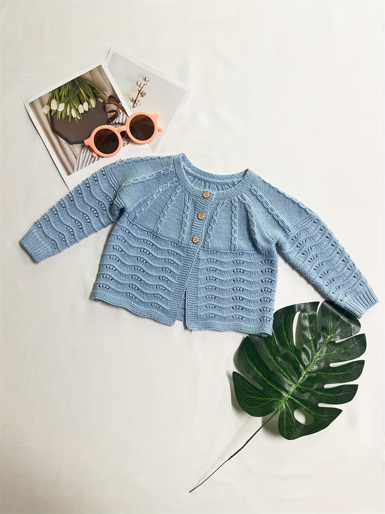 Round Neck Button Front Long Sleeve Kitted Sweater Coat