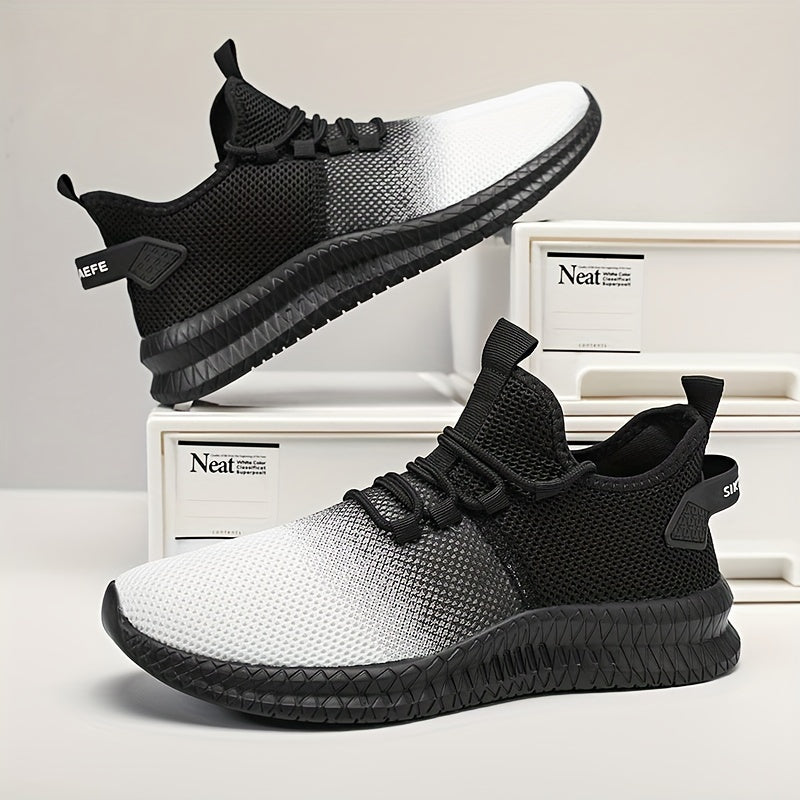 Men's Block Knitted Breathable Sneakers For Running