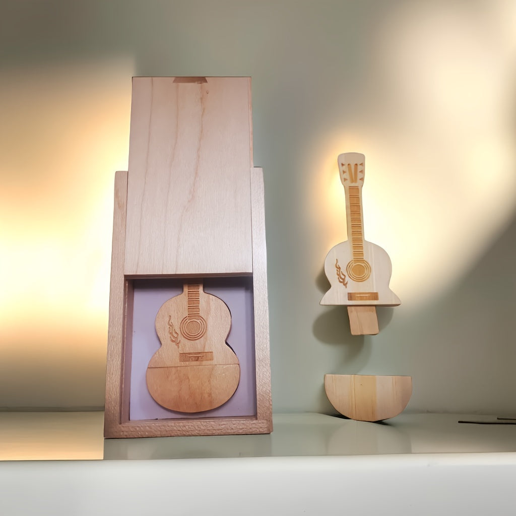 Wooden Guitar U Disk Shell Set for 8G 16G 32G 64G U Disk