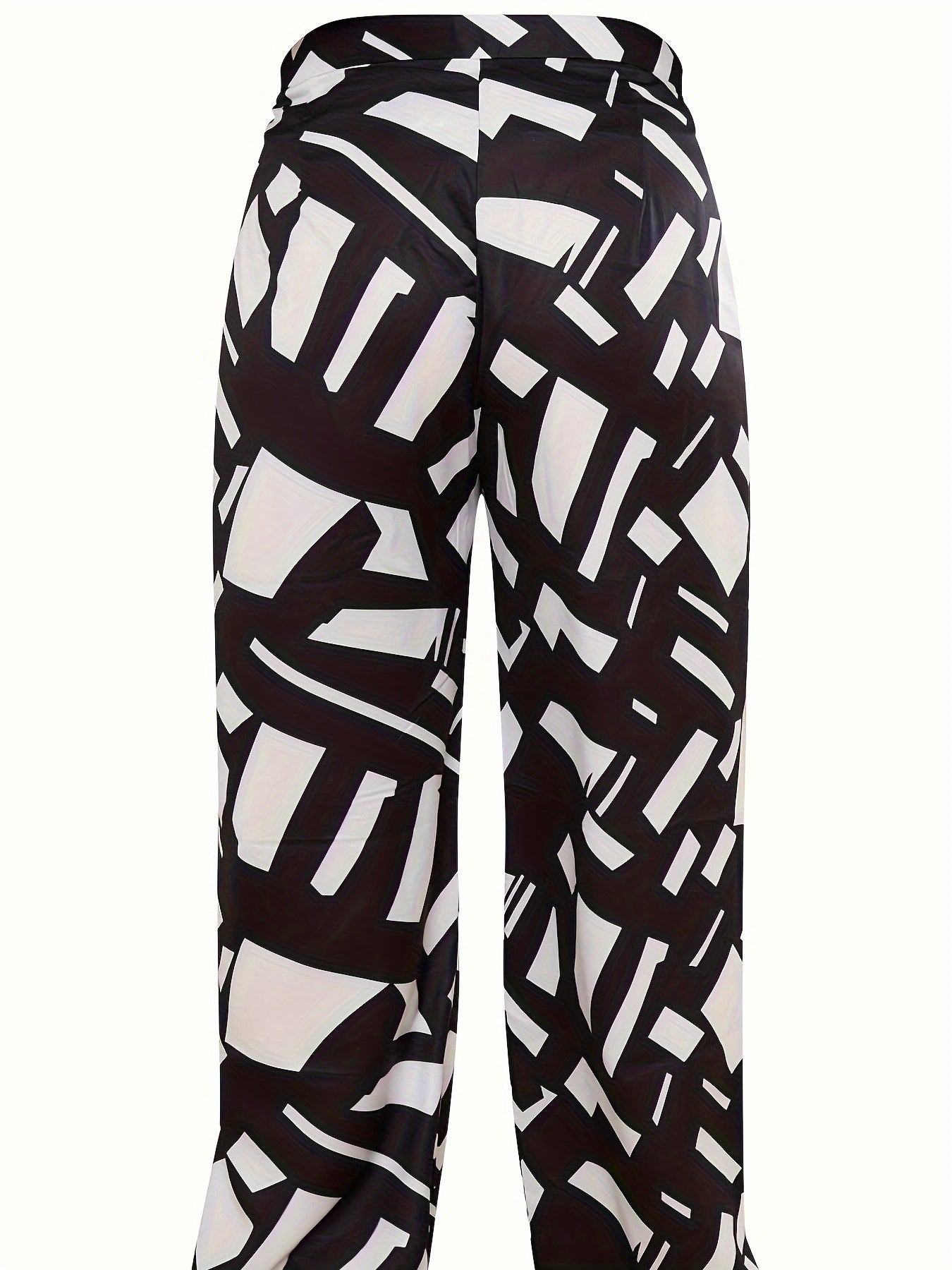 Women's Plus Geometric Print Button Up Top & Pants Set