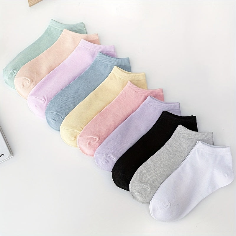 10 Pairs Girls Cotton Short Ankle Socks Breathable Anti-slip Summer Spring