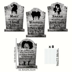 4pcs Halloween Decorations Witches Tombstones Gravestone Decor Yard Signs