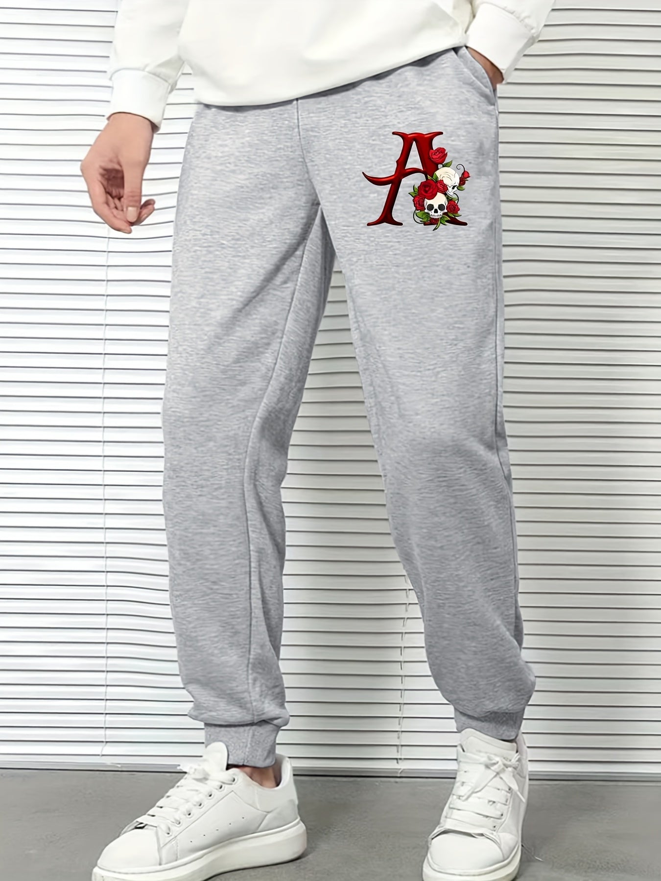 Skull And Roses Men's Sports Pants Casual Jogging Trousers