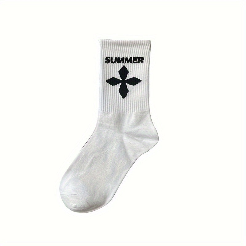 Men's Street Style Crew Socks Breathable Soft Casual Socks
