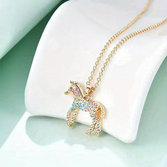 Colorful Horse Pendant Necklace Jewelry Gift for Girls