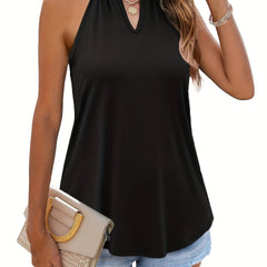 Halter Top Keyhole Tie Back Sexy Solid Summer Sleeveless Top