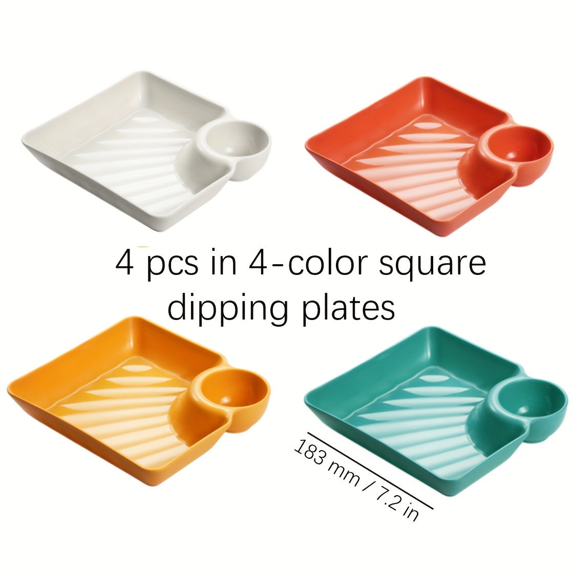 4pcs Shell Conch Square Dishes Small Food Plates for Camping