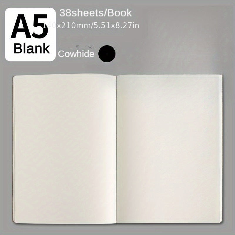 Thick Cowhide Sewing Notebook 38 Pages Student Homework Shorthand Book