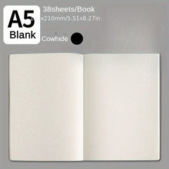 Thick Cowhide Sewing Notebook 38 Pages Student Homework Shorthand Book