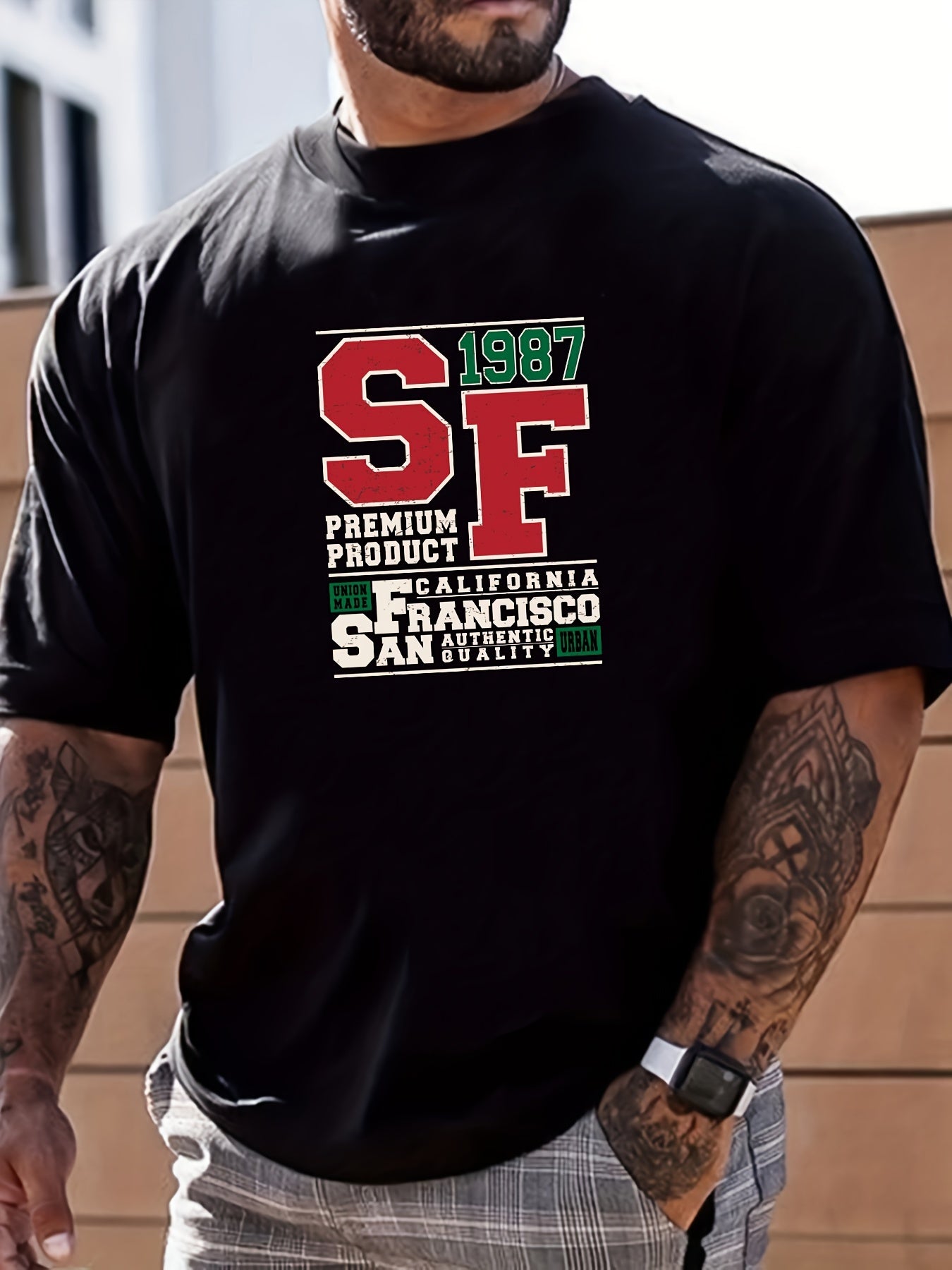 Retro Number Print Men's Crew Neck T-shirt