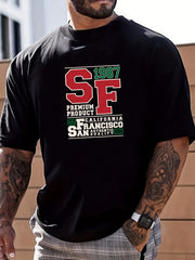 Retro Number Print Men's Crew Neck T-shirt