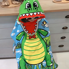 Kids Dinosaur Hooded Beach Towel Absorbent Soft Poncho Towel