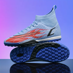 Boy's High Top Turf Football Boots Lace Up TF Soccer Cleats