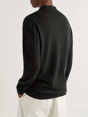 Men's Pigeon Pattern Knit Polo Shirt V Neck Pullover Sweater