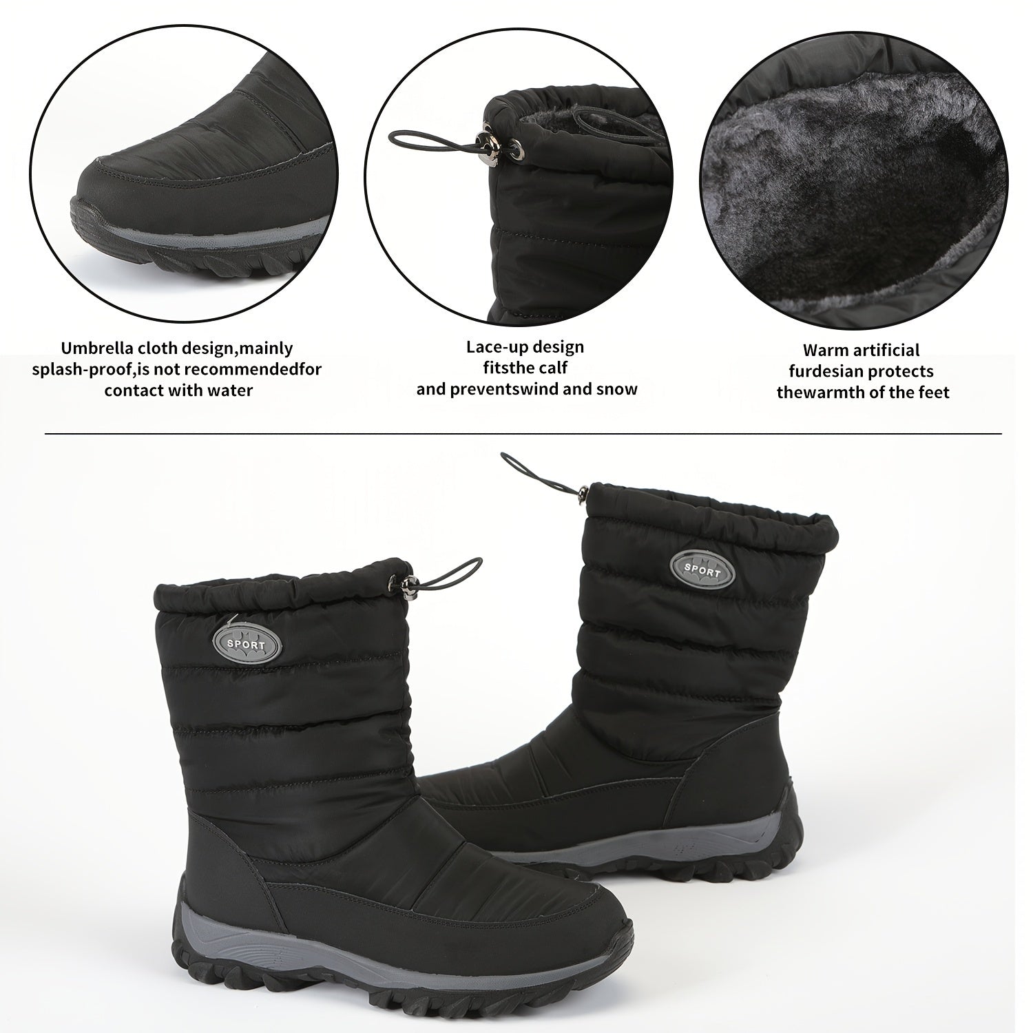 Women's Non Slip Snow Boots Waterproof Warm Walking Shoes