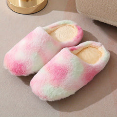 Women's Plush Indoor Slippers Warm & Comfy Closed Toe Fluffy Flat Shoes