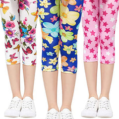 3pcs Toddler Girls Butterfly Star & Polka Dot Leggings Elastic Waist Thin Pants