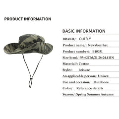 Men's Wide Brim Bucket Hat Sunscreen Benny Hat Camouflage Jungle Fishing Cowboy