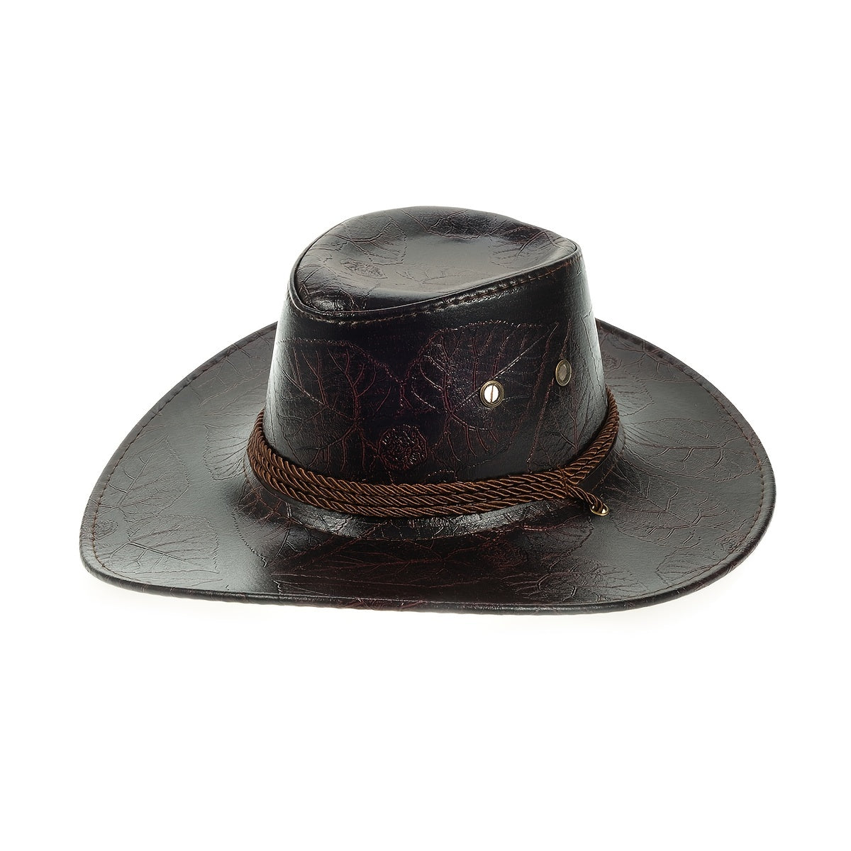 Men's Outdoor Western Print Leather Cowboy Hat