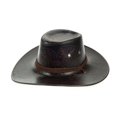 Men's Outdoor Western Print Leather Cowboy Hat