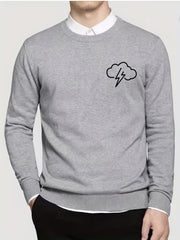 Lightning Pattern Knitted Sweater Men's Casual Warm Crew Neck Pullover
