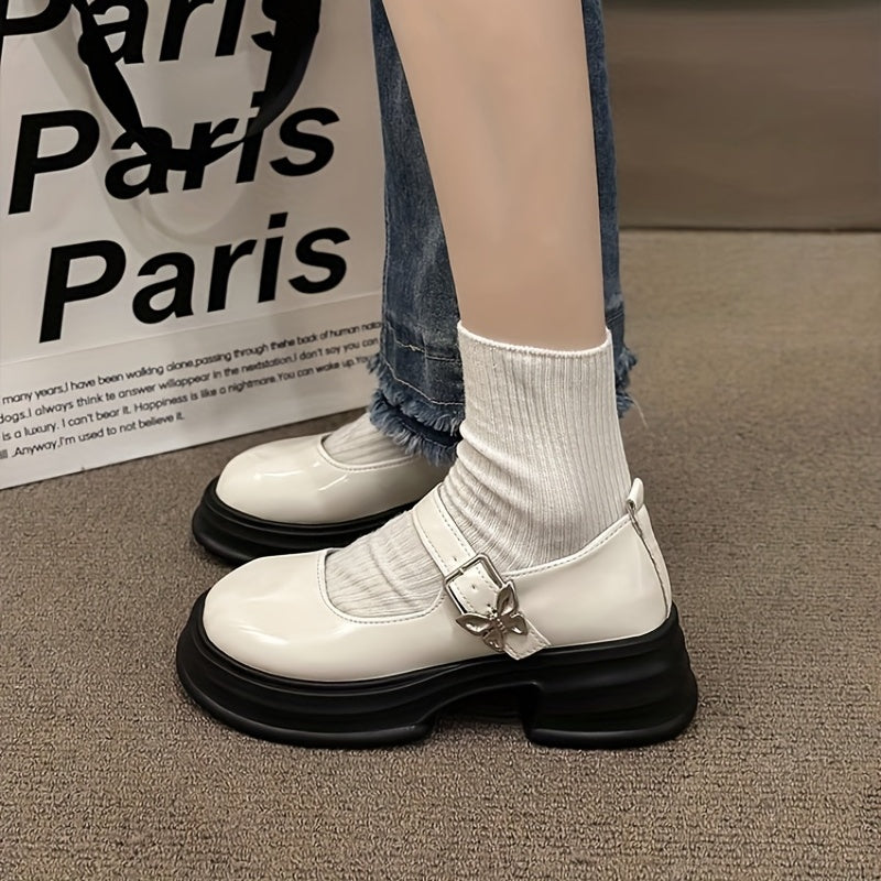 Chunky Mary Jane Butterfly Strap Platform Loafers