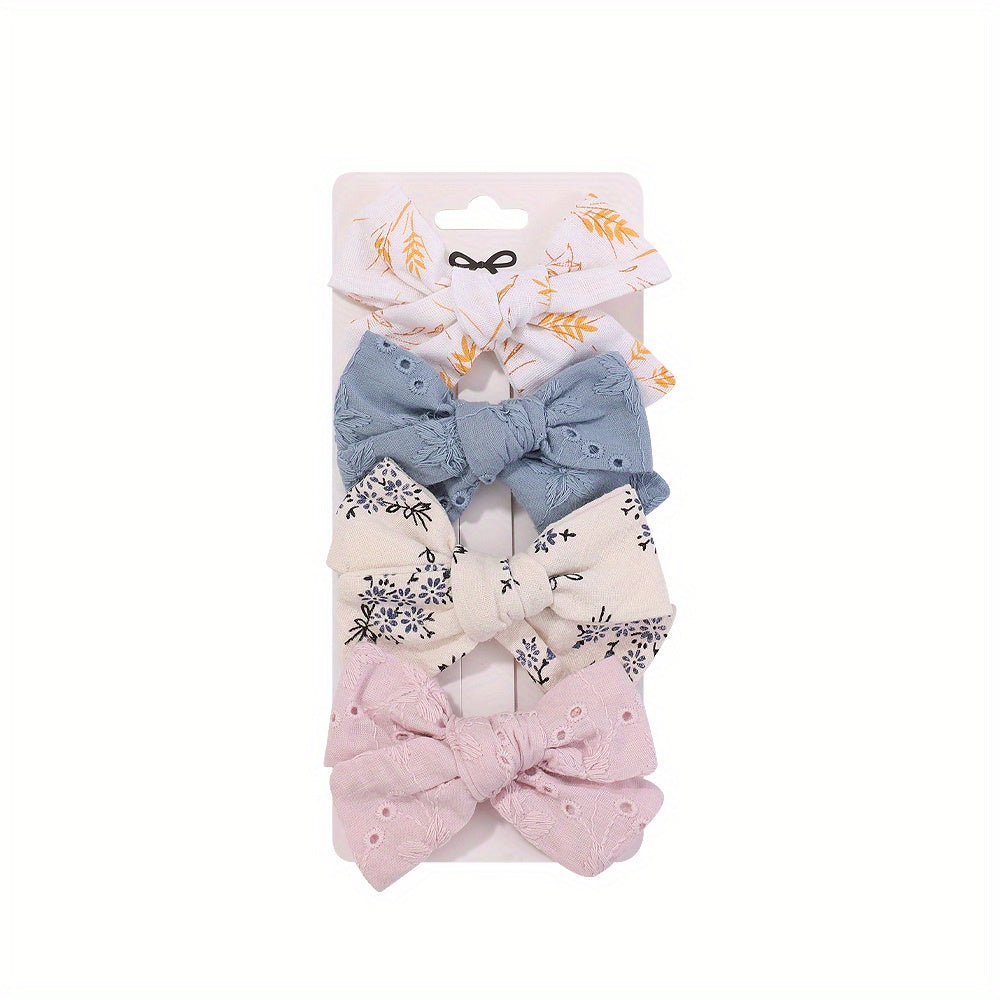 4pcs Floral Bow Hair Clip Ponytail Clip for Baby Girls