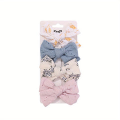 4pcs Floral Bow Hair Clip Ponytail Clip for Baby Girls