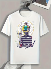Men's Creative Cartoon Print Tee for Summer