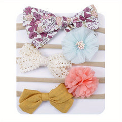 Flowers Bow Decor Headband Hairbands Hair Accessories for Baby Girls