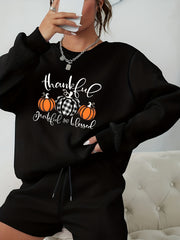 Thanksgiving 2 Piece Set Pumpkin Sweatshirt & Shorts