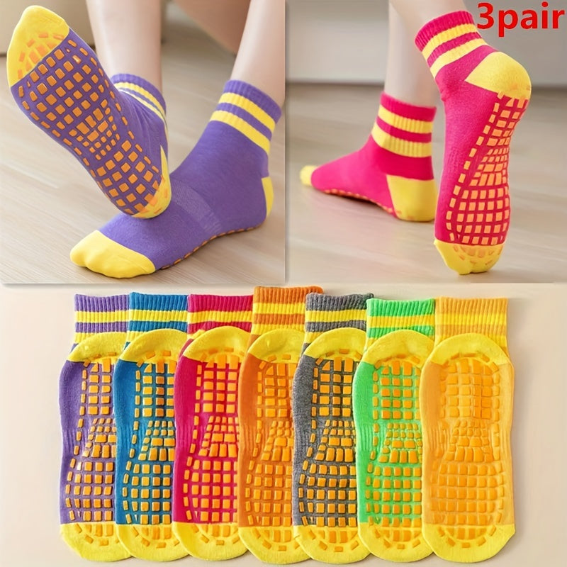 3 Pairs Warm Non slip Floor Yoga Socks Soft Comfortable Medium Tube Socks