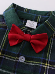 2pcs Baby Boys Gentleman Suit Blazer with Bow Bib Pants