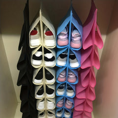 Shoe Storage Hanging Bag 12 Grids Home Wardrobe Nonwoven Shoe Rack
