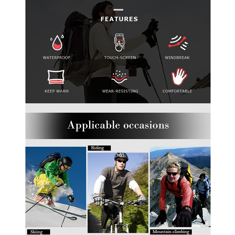 Cycling Winter Gloves Waterproof Windproof Warm Full Finger