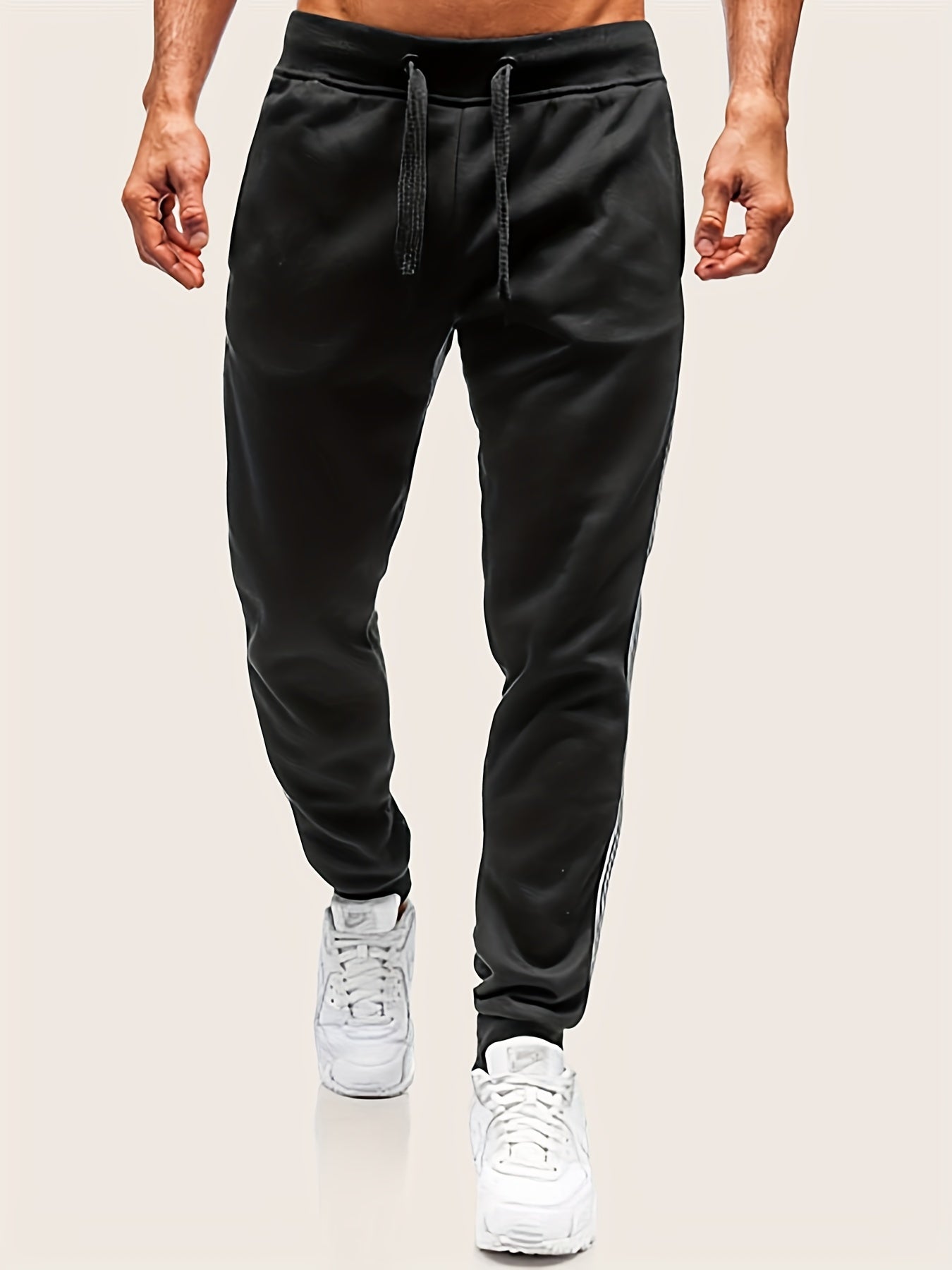 Men's Pocket Sweatpants Lateral Contrast Tape Drawstring Jogger Pants
