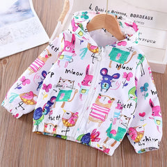 Toddler Girls Cartoon Animals Hooded Jacket Zipper Coat