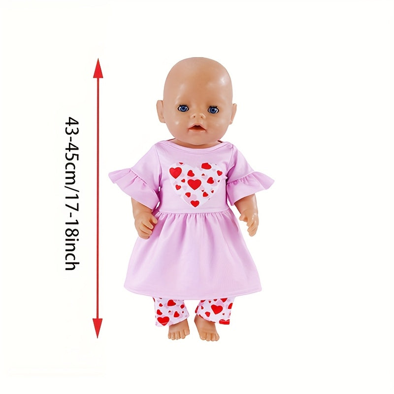 Cute Doll Outfit for 15-17 Inch Dolls - Heart Skirt & Pant Set
