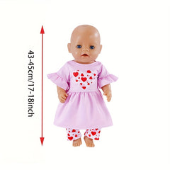 Cute Doll Outfit for 15-17 Inch Dolls - Heart Skirt & Pant Set