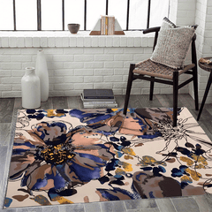Modern Bright Flowers Area Rug Non Slip for Living Room Bedroom Office