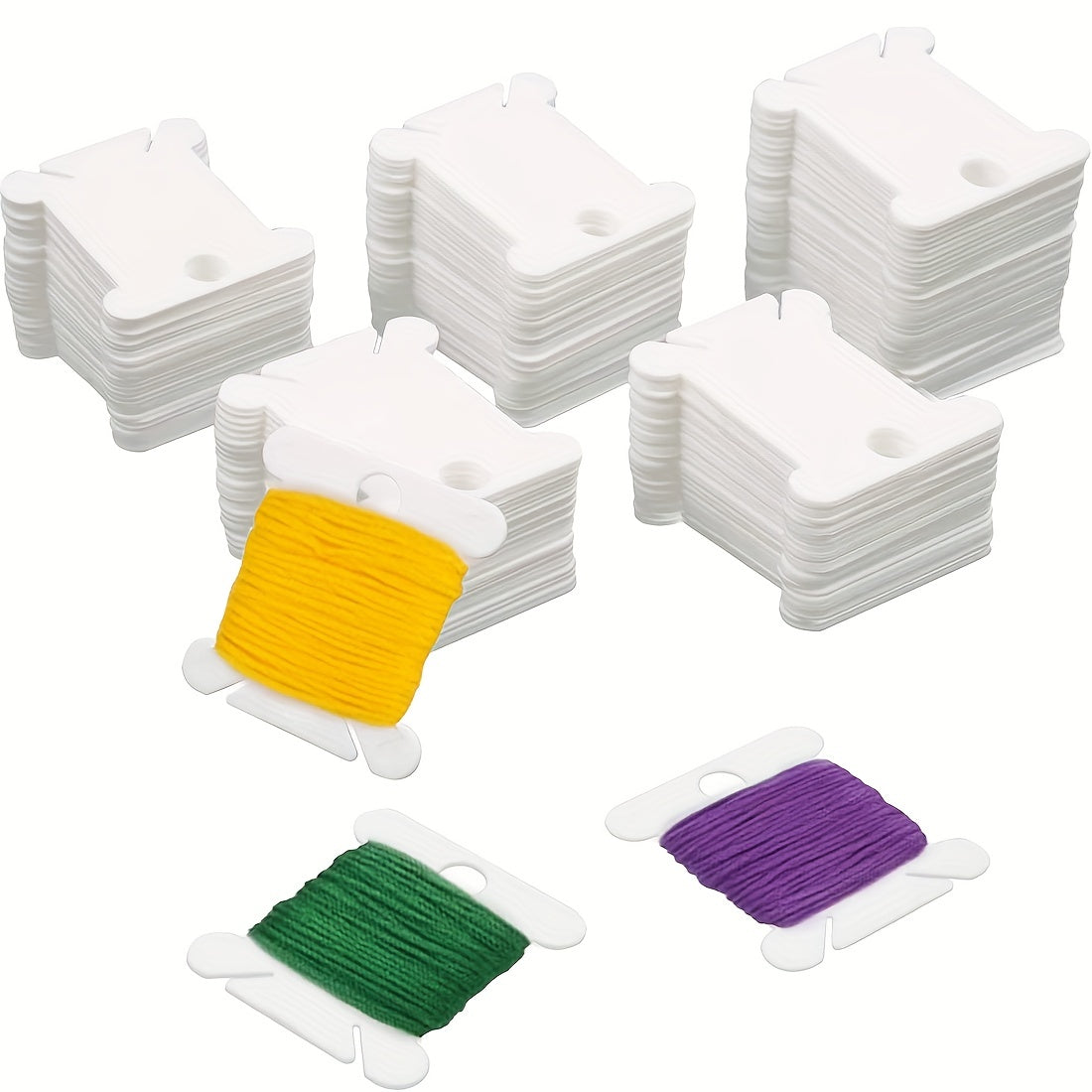 30pcs Plastic Floss Bobbins Transparent Winding Plate Cross Stitch Organizer