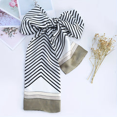 Striped Printed Skinny Scarf Block Long Ribbon Necktie Twilly Scarf