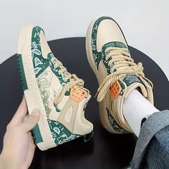 Men's Graphic Print Skate Shoes Ankle Top Breathable Non Slip Sneakers